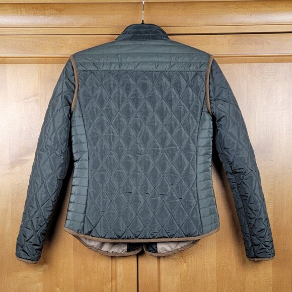 Jennyfer Women's Quilted Army Green Jacket Camel Piping - S - Picture 4 of 15